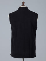 Black woolen waistcoat with zardosi work on pocket
