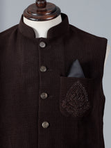 Dark brown woolen waistcoat with embellished pocket