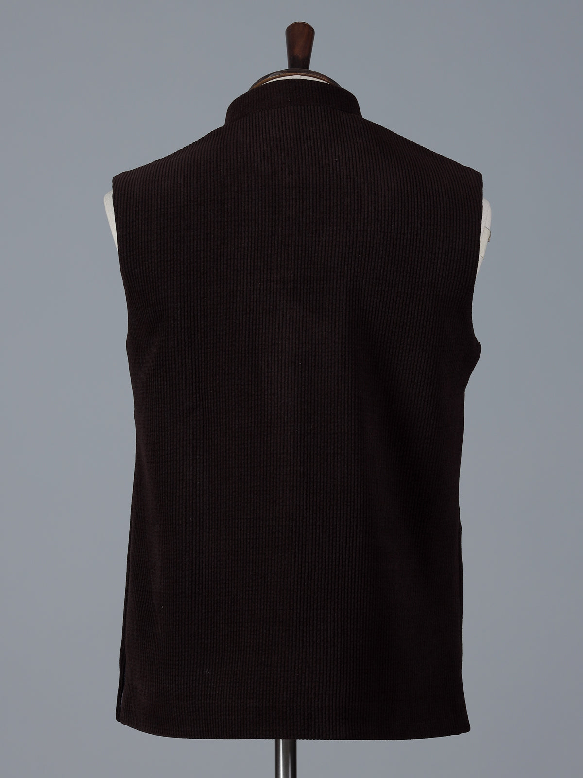 Dark brown woolen waistcoat with embellished pocket