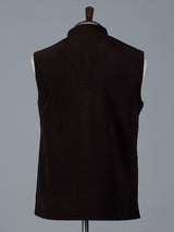 Dark brown woolen waistcoat with embellished pocket