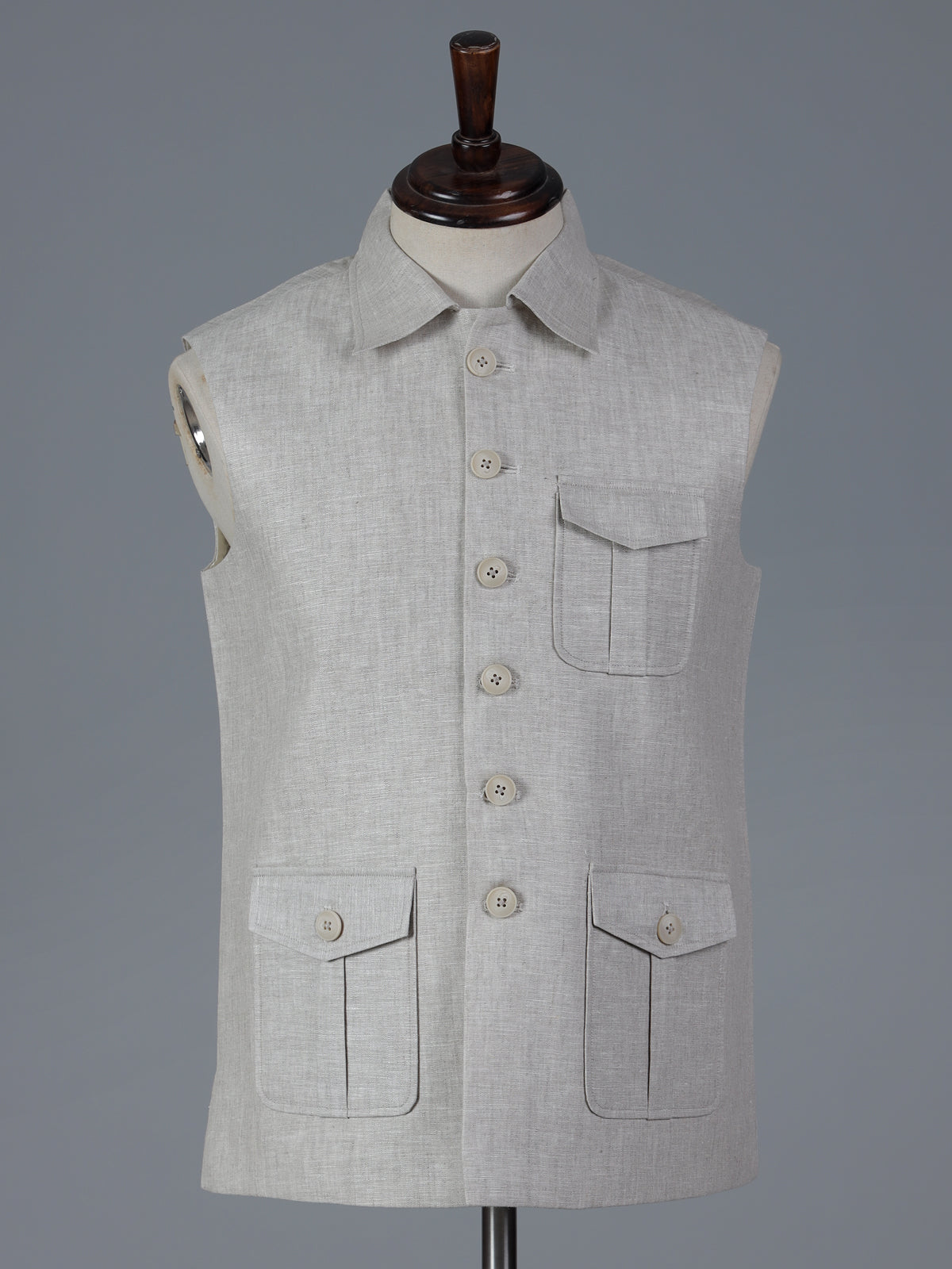 Beige silk three pocket wedding waistcoat