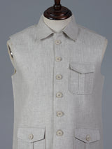 Beige silk three pocket wedding waistcoat