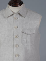 Beige silk three pocket wedding waistcoat