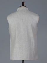 Beige silk three pocket wedding waistcoat
