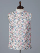 White cotton waistcoat with embroidered finish