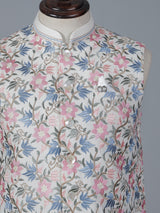 White cotton waistcoat with embroidered finish