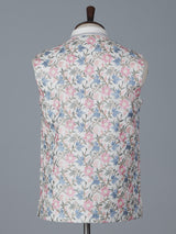 White cotton waistcoat with embroidered finish