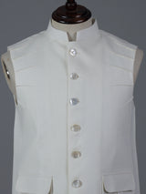 Off white cotton two pocket waistcoat