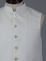 Off white cotton two pocket waistcoat