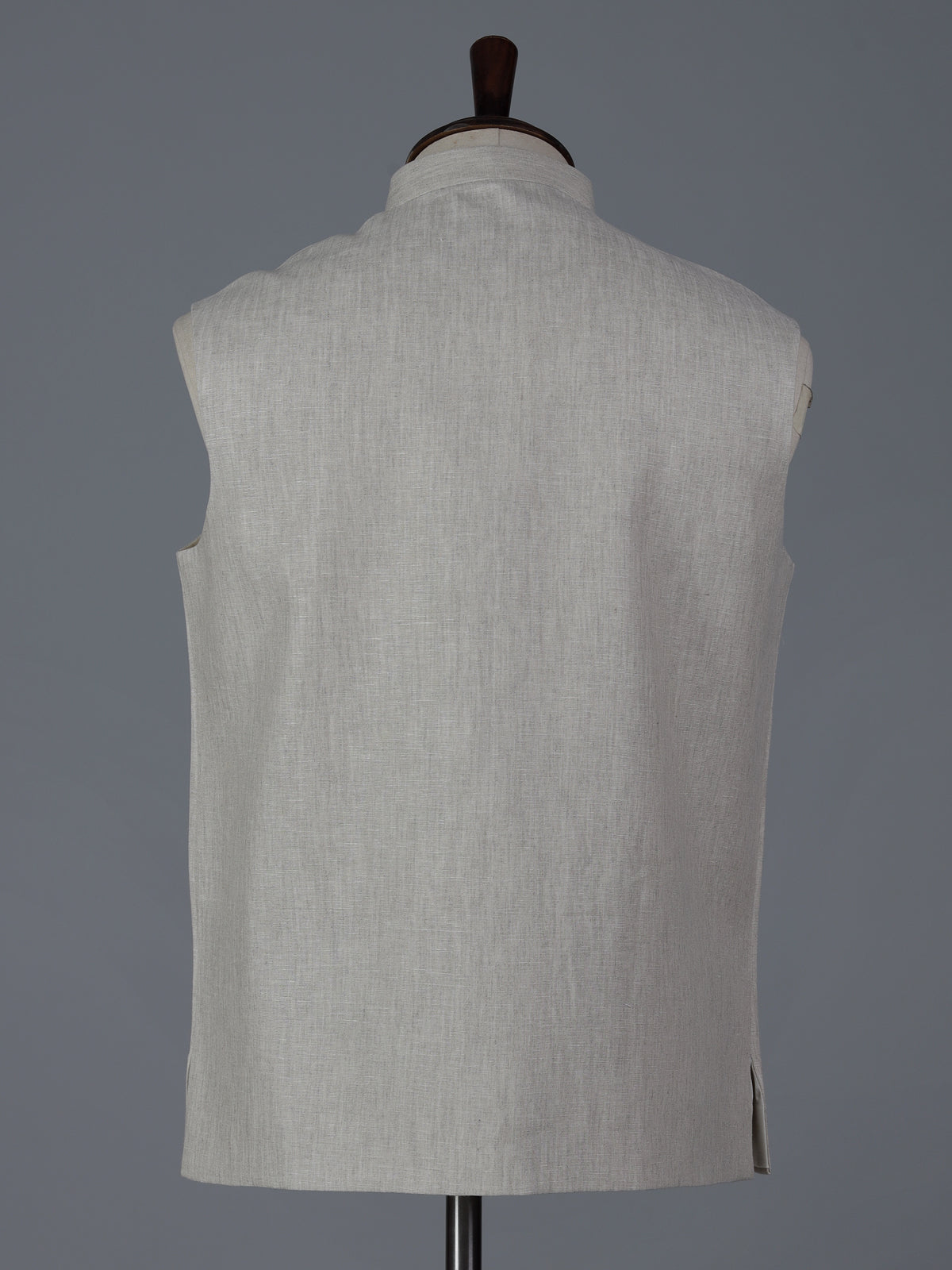 Beige cotton three pocket festive waistcoat