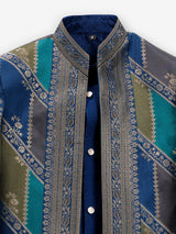 Rama blue silk boys indowestern for jacket style