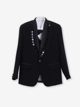 Black coat suit for reception wear in terry rayon