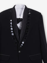 Black coat suit for reception wear in terry rayon