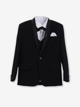 Black terry rayon solid one button boys coat suit