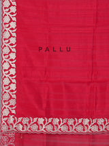 Red semi silk embroidered festive saree