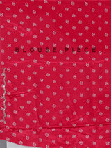 Cream red bandhej printed festive wear saree