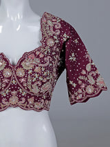 Maroon art silk blouse for wedding wear saree and lehenga
