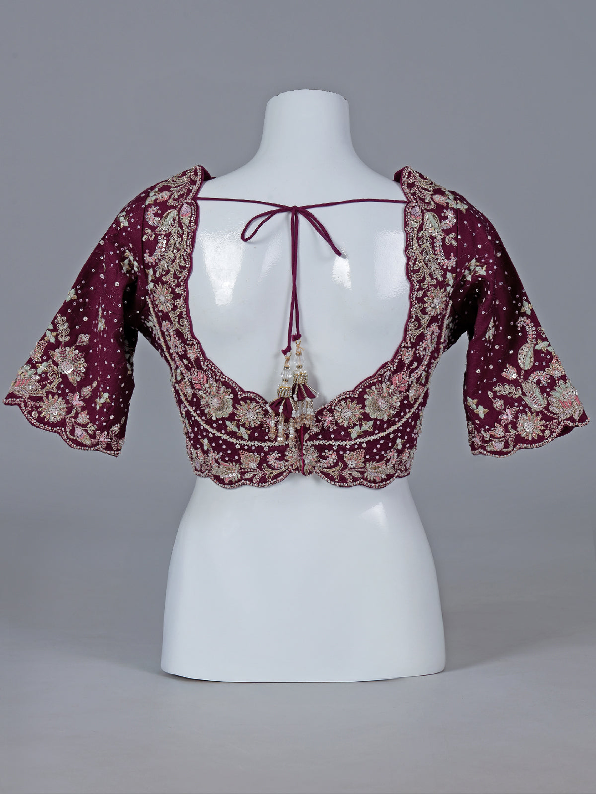 Maroon art silk blouse for wedding wear saree and lehenga
