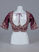 Maroon art silk blouse for wedding wear saree and lehenga