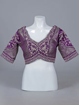 Purple modal silk blouse for wedding wear sarees