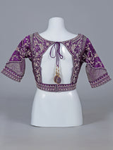 Purple modal silk blouse for wedding wear sarees
