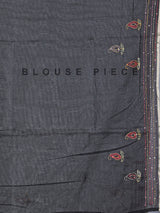 Black cotton silk saree with thread and sequins work