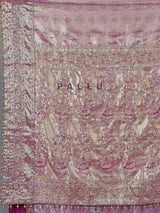 Purple semi kanjivaram silk saree with zardosi work