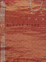 Cream shimmer tissue silk saree with festive border