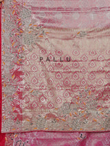Rani pink semi kanjivaram silk saree with zardosi work