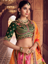 Multicolor wedding wear silk lehenga choli in banarasi silk