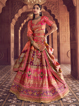 pink wedding wear silk lehenga choli in banarasi silk