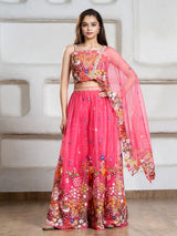 Pink tissue silk palazzo suit for girls