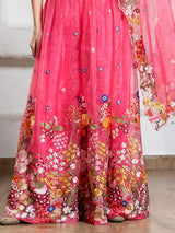 Pink tissue silk palazzo suit for girls