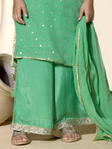Green tissue silk palazzo suit for girls