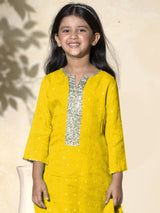 Yellow tissue silk palazzo suit for girls