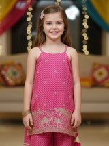 Pink silk shara suit with print