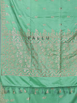 Mint green semi silk saree with zari work