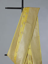 Yellow semi silk saree with classic zari work