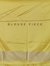 Yellow semi silk saree with festive zari detailing