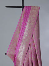 Lavender purple zari work semi silk saree