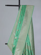 Mint green art silk zari saree with elegant finish
