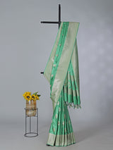 Mint green art silk zari saree with elegant finish