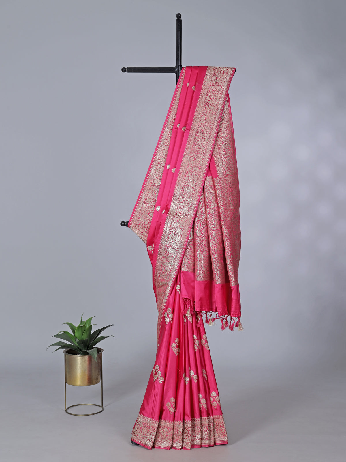 Magenta art silk zari work festive saree