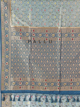 Light blue art silk floral printed zari saree