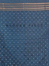 Navy art silk floral printed zari border saree