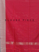 Red art silk zari contrast border festive saree