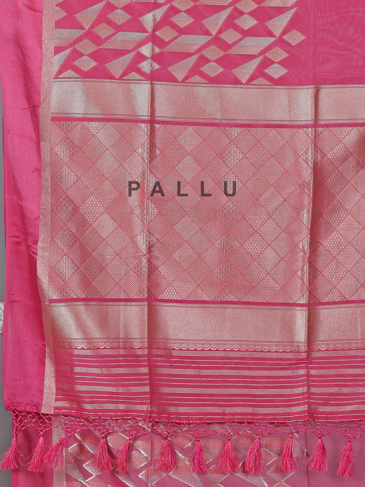 Pink art silk texture zari wedding festive saree