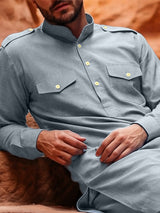 Sky blue modern mandarin collar pathani