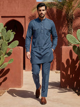 Royal blue festive mandarin pathani suit