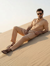 Rust orange contemporary mandarin pathani suit